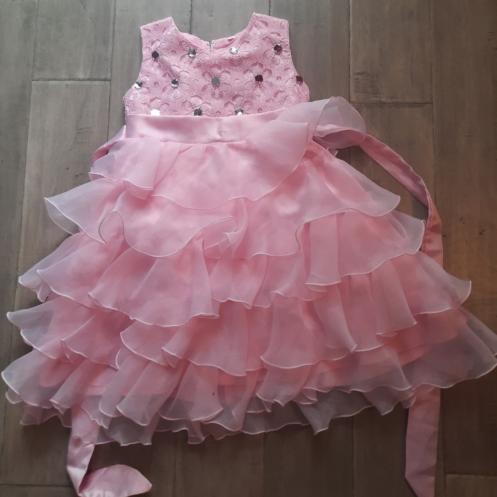 💥💥Pink Sleeveless Scoop Neck Sundress, Size 4-5T, 65% Polyester